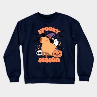 Spooky season  a cute capybara ready for halloween Crewneck Sweatshirt